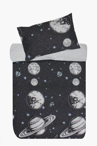 Soft Touch Glow In The Dark Space  Reversible Comforter Set