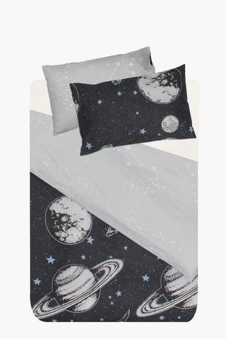 Soft Touch Glow In The Dark Space Reversible Comforter Set