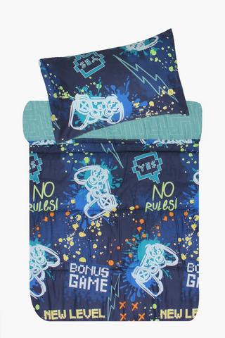 Soft Touch Glow In The Dark Gaming  Reversible Comforter Set