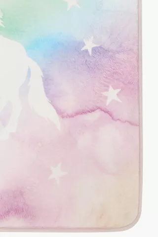 Printed Unicorn Flannel Rug, 70x110cm