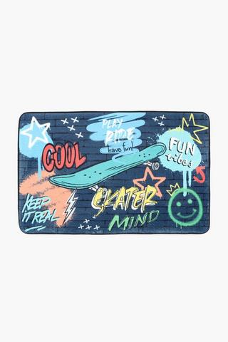 Printed Caleb Graffiti Flannel Rug, 70x110cm