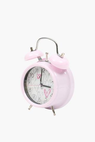 Twin Bell Heart Clock