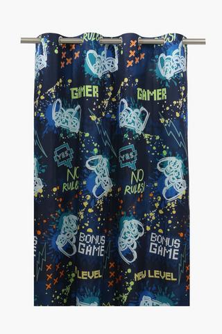 Glow In Dark Gamer Eyelet Curtain, 140x225cm
