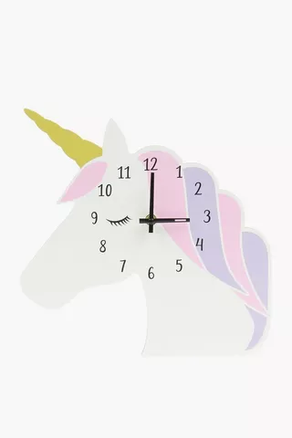 Unicorn Shaped Plastic Clock, 30cm