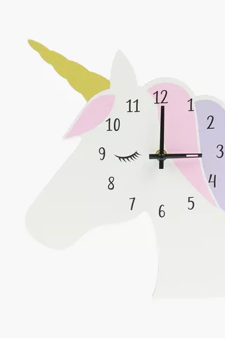 Unicorn Shaped Plastic Clock, 30cm