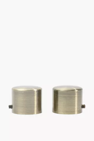 2 Pack Antique Brass Metal Rod End Caps, 25mm