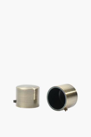 2 Pack Antique Brass Metal Rod End Caps, 25mm