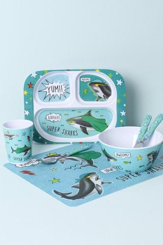 3 Piece Sebastian Shark Melamine Cutlery Set