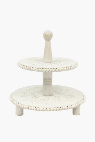 Distressed Wooden 2 Tier Cake Stand
