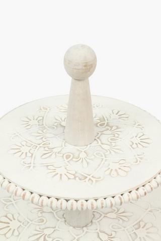 Distressed Wooden 2 Tier Cake Stand
