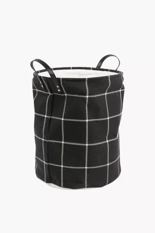 Woven Grid Laundry Basket
