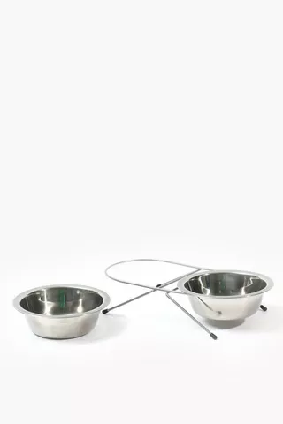 Pet Metal Bowls On Stand