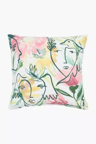 Printed Shelly Face Scatter Cushion Cover, 60x60cm