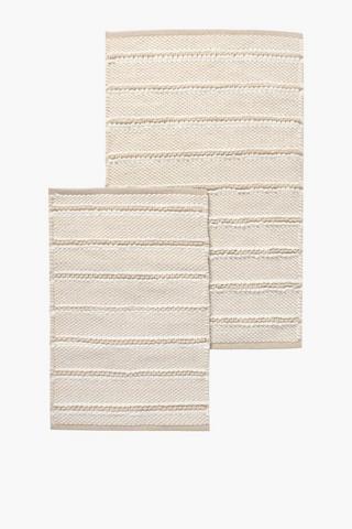 2 Piece Micro Diagonal Cotton Bath Mat Set