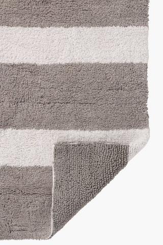 2 Piece Double Sided Stripe Cotton Bath Mat Set