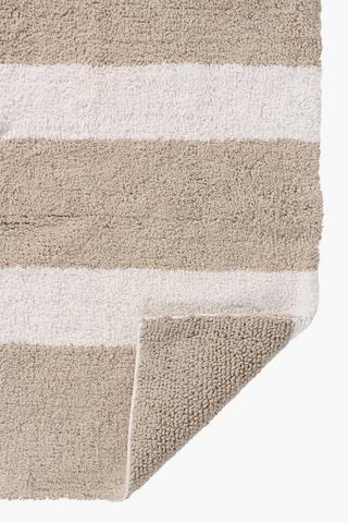 2 Piece Double Sided Stripe Cotton Bath Mat Set