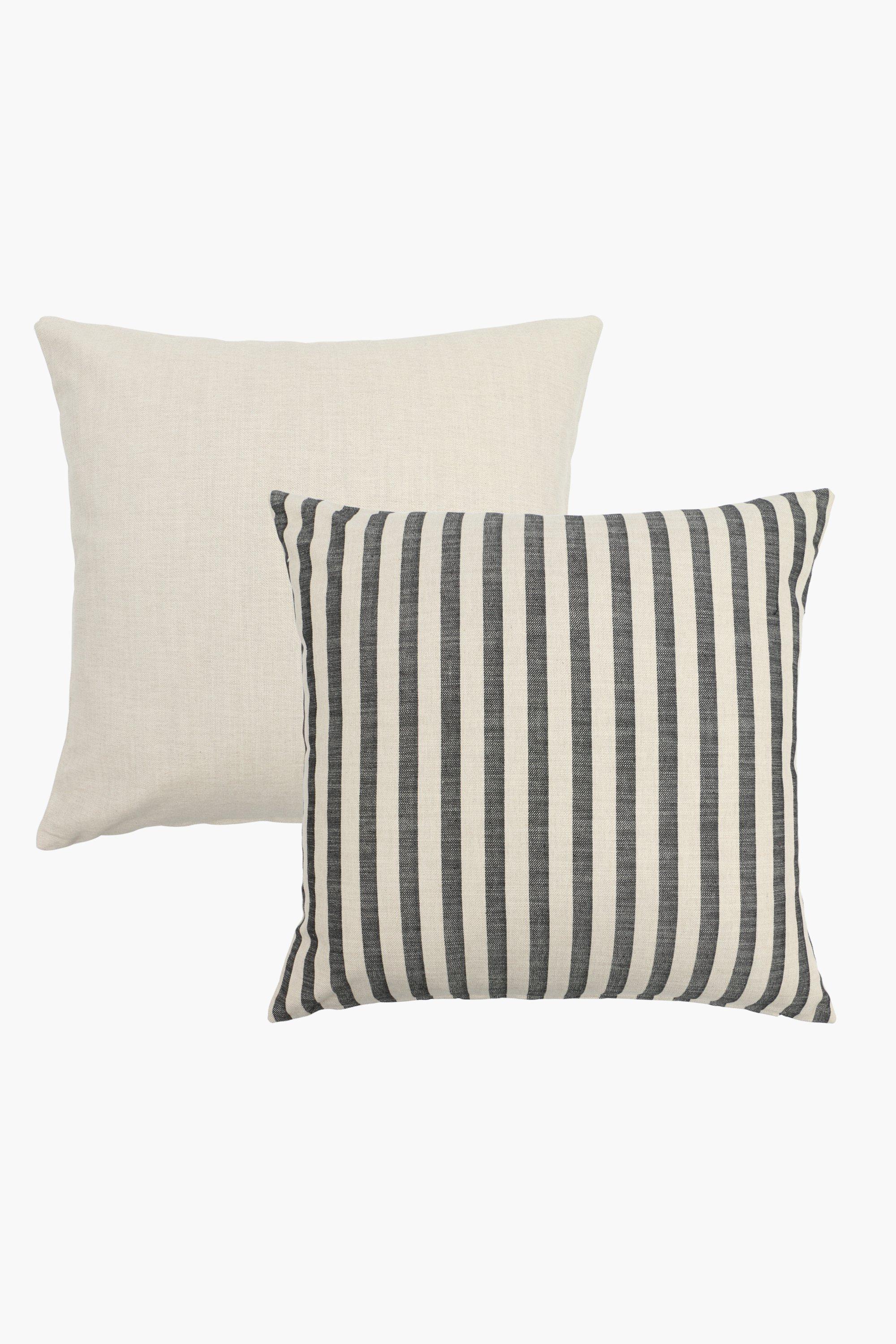 2 Pack Linen Stripe Scatter Cushion Cover Set, 60x60cm