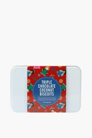 Festive Triple Chocolate Coconut Biscuits, 250g