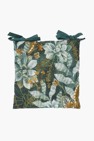 Printed Rock Rose Chair Pad, 40x40cm