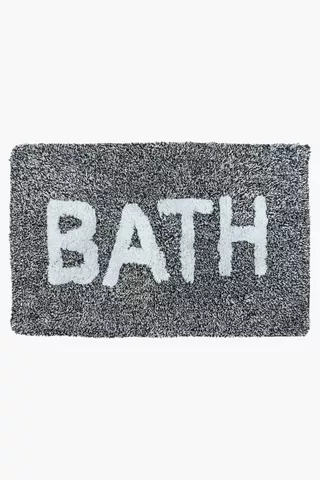 Typography Cotton Woven Bath Mat