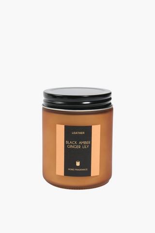 Leather Amber Fire Candle, 213g