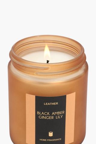 Leather Amber Fire Candle, 213g