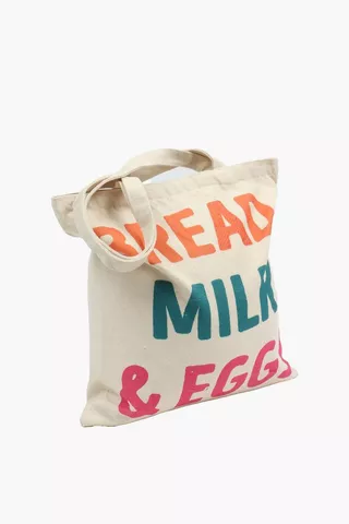 Script Printed Shopper Bag
