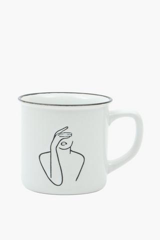 Embossed Face Stoneware Mug