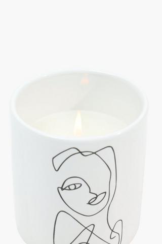 Line Art Ceramic Candle, 12x32cm