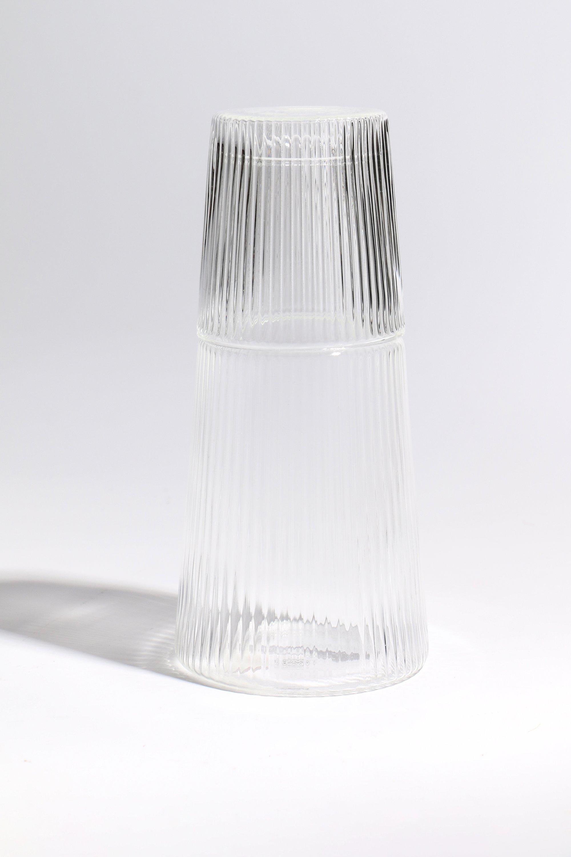 Ribbed Glass Pitcher And Lid
