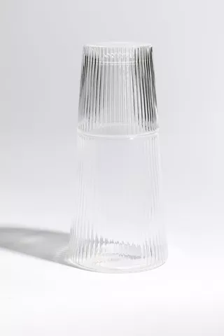 Ribbed Glass Pitcher And Lid