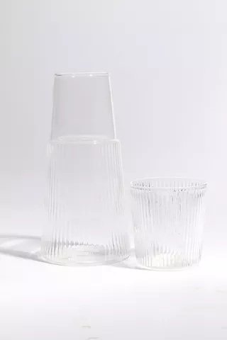 Ribbed Glass Pitcher And Lid