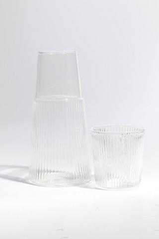 Ribbed Glass Pitcher And Lid