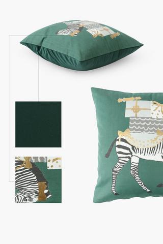 Christmas Zebra Printed Scatter Cushion, 50x50cm