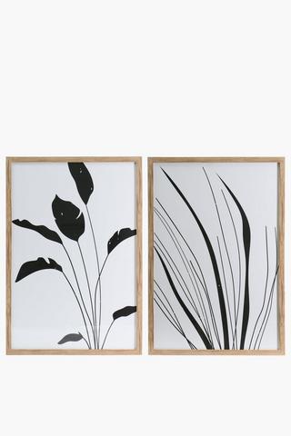 2 Pack Framed Line Leaves, 40x60cm