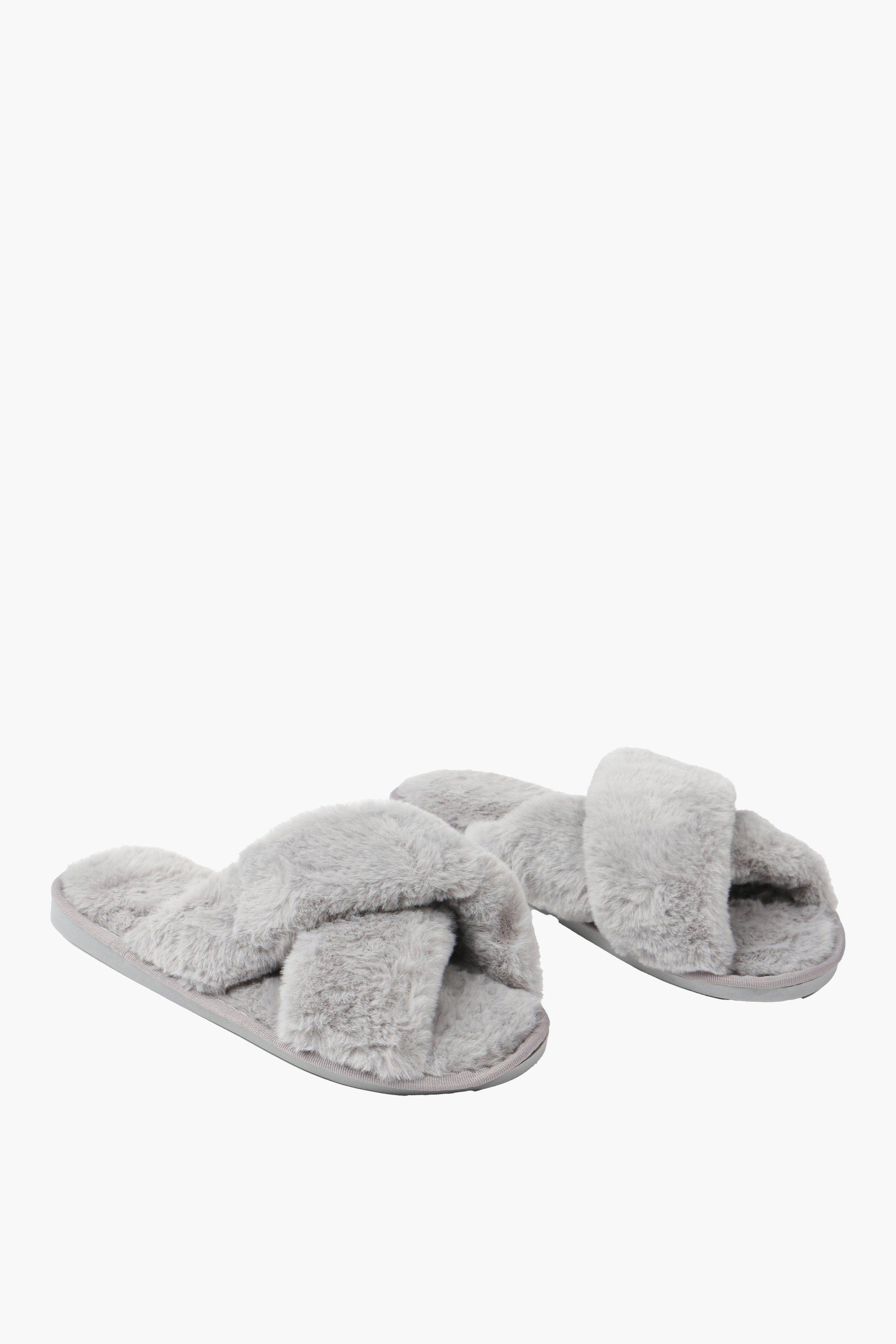 Faux Fur Slippers, 5-6