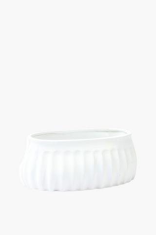 Ribbed Ceramic Planter, 13x29cm