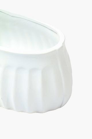 Ribbed Ceramic Planter, 13x29cm