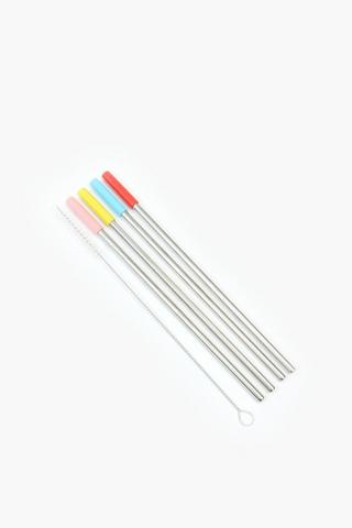 Metal And Silicone Straw Set

