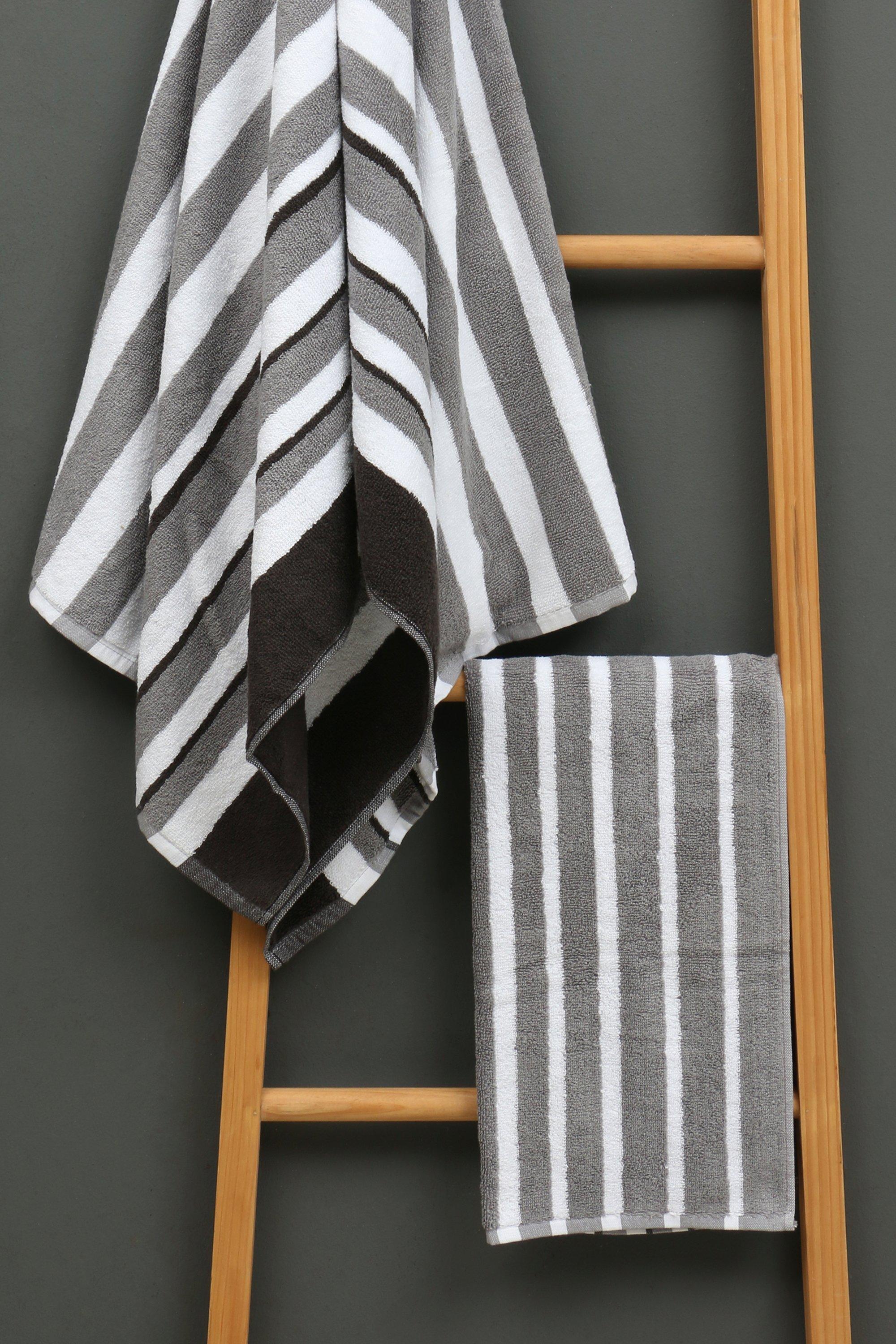 Cotton Velour Stripe Bath Towel, 70x130cm