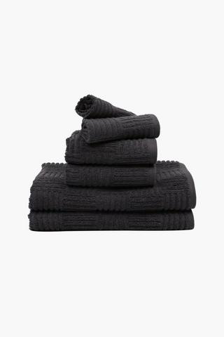 6 Piece Textured Cotton Towel Set