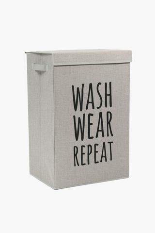 Printed Script Woven Laundry Basket, L40 X W30 X H60