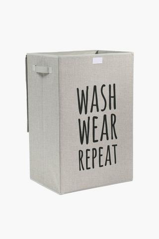Printed Script Woven Laundry Basket, L40 X W30 X H60