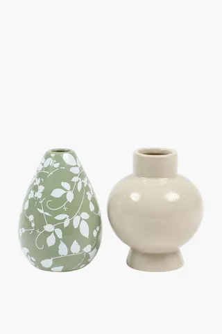 2 Pack Ceramic Vase Set