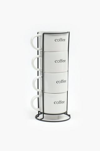 4 Pack Coffee Mugs On Stand

