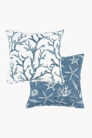 2 Pack Pelican Coast Scatter Cushion Covers, 45x45cm