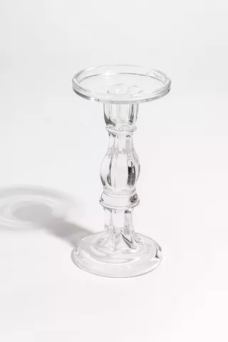 Glass Pillar Candle Holder, 23cm