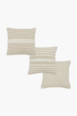 3 Pack Holland Textured Scatter Cushion Covers, 45x45cm