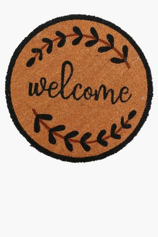 Coir Welcome Round Door Mat, 50cm