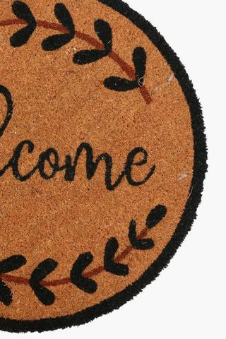 Coir Welcome Round Door Mat, 50cm